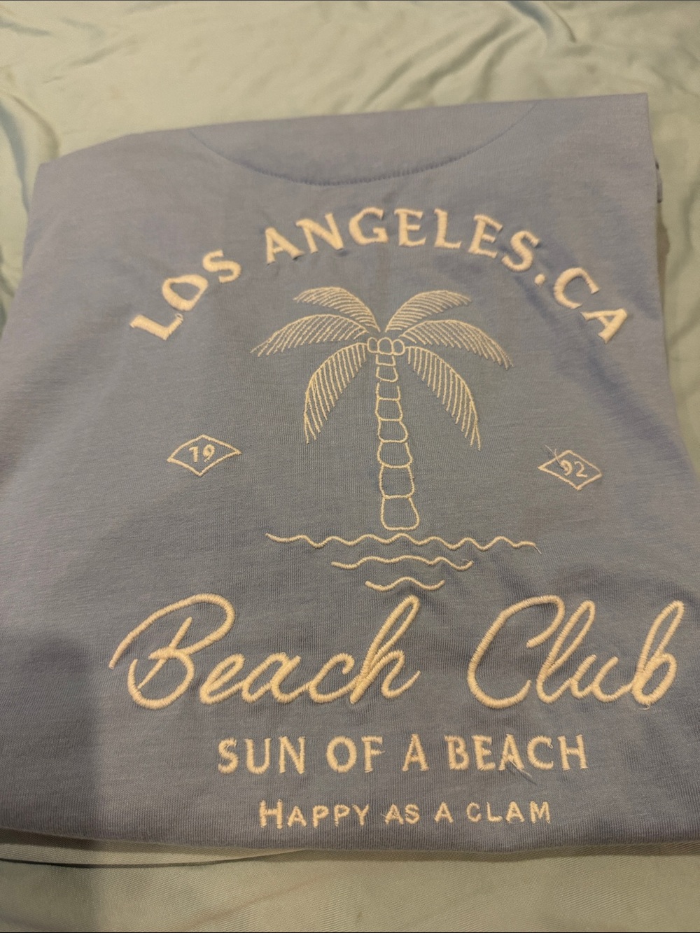 Cactus man Los Angeles Tee - Light Blue with White embroidered Print on back